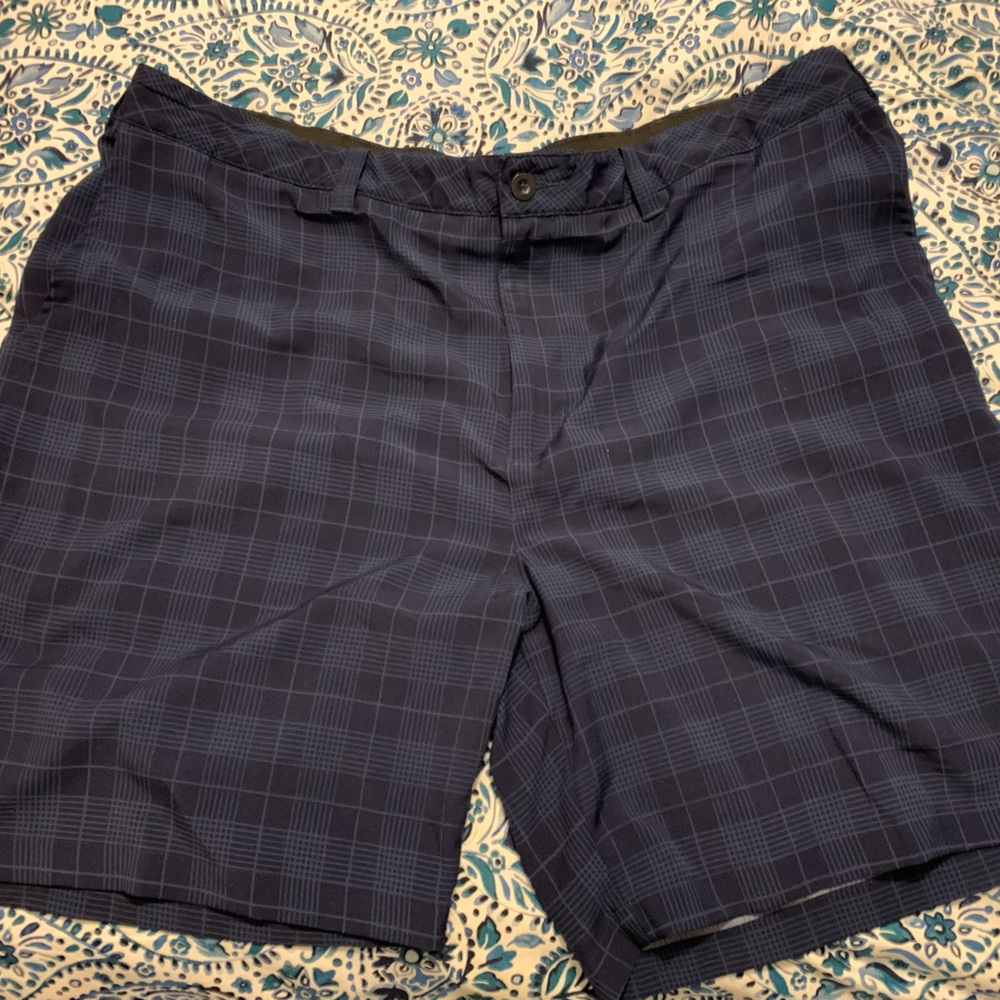 Reebok Golf Men's Dark Blue Plaid Shorts